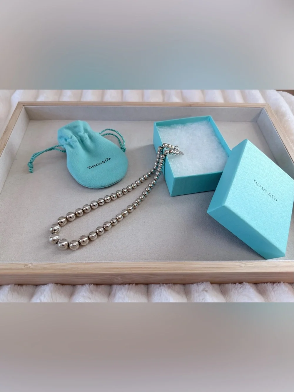 Tiffany & Co. Polished Sterling Silver Graduated Bead Necklace